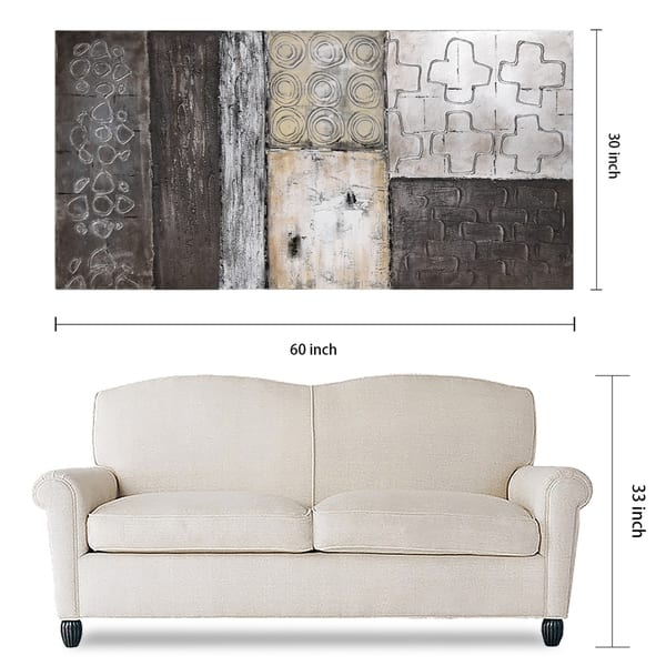 Abstract Stacked 2 Textured Metallic Hand Painted Wall Art Bed Bath