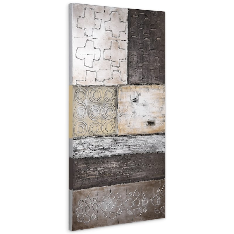 "Stacked" Abstract Textured Metallic Hand Painted Wall Art Set of 2