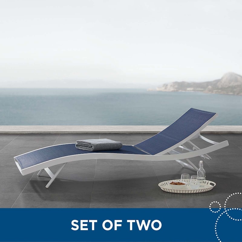 Glimpse Outdoor Patio Mesh Chaise Lounge Set of 2 - N/A