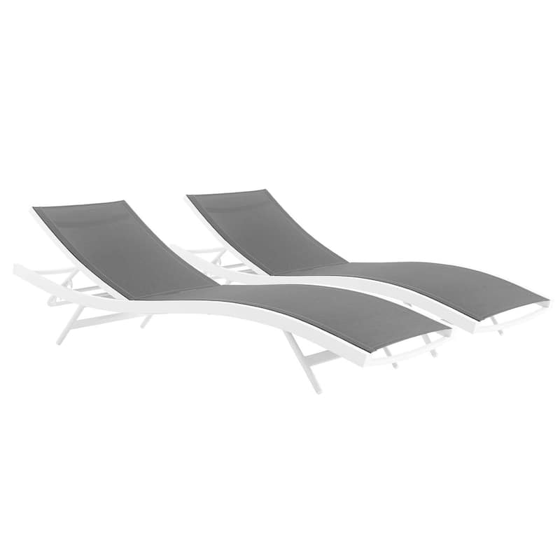 Glimpse Outdoor Patio Mesh Chaise Lounge Set of 2 - N/A - White Gray