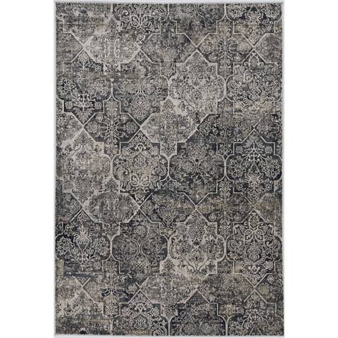 The Curated Nomad Hartvien Distressed Damask Rug