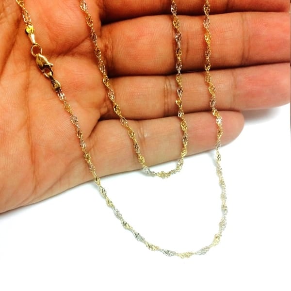 14KT GOLD SPARKLE SINGAPORE CHAIN WITH LOBSTER LOCK 18 INCHES LONG SINGAPORE CHAIN 
