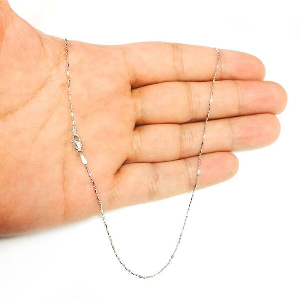 22" Mens Womens 10k White Gold Beaded Chain Necklace 1.2 mm 16" 22" Mens Womens 10k White Gold Beaded Chain Necklace 1.2 mm 16"