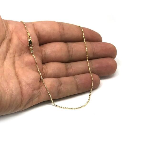 14kt Yellow Gold 1.2mm Diamond Cut Bar+Bead Pendant 18" Chain with Lobster Clasp
