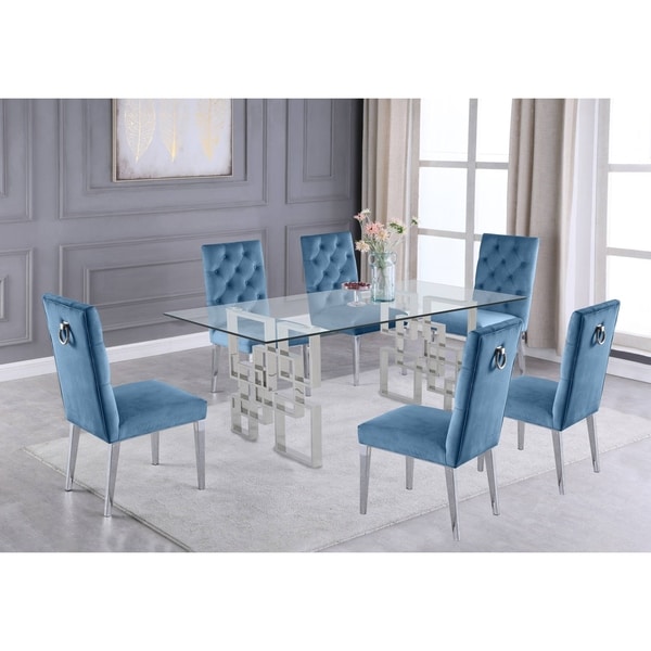 8 chair glass online dining table