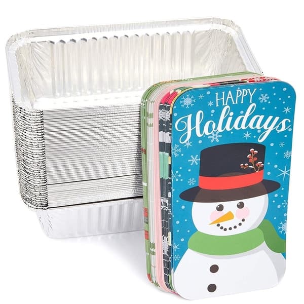 50x Christmas Disposable Aluminum Foil Loaf Pan Lid 8.5 x 2.5 x 4.5 inch  (22 Oz) - Bed Bath & Beyond - 31042079