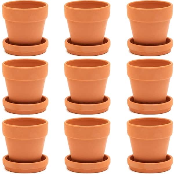 9x Mini Terra Cotta Terracotta Pots with Saucer Flower Clay Planters ...