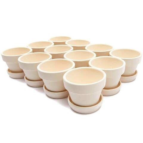 12x Mini Terra Cotta Terracotta Pots with Saucer Flower Clay Planters Small 2.9"