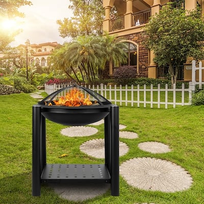 22" Outdoor Iron Brazier Wood Burning Fire Pit