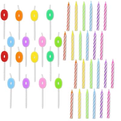 96-Piece Letter O Birthday Cake Candles Set with Holders for Party Dessert Décor