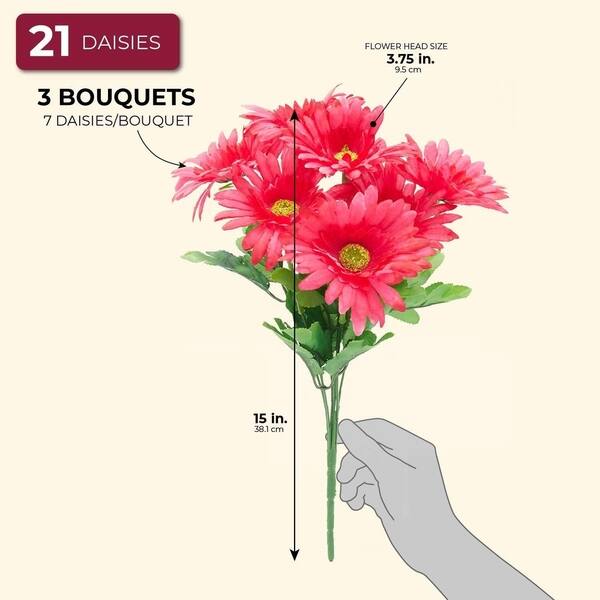 Shop 3 Bouquet Pink Sunflowers Artificial Fake Flowers For Floral