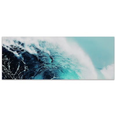 "Blue Wave 1" Unframed Free Floating Tempered Glass Wall Art