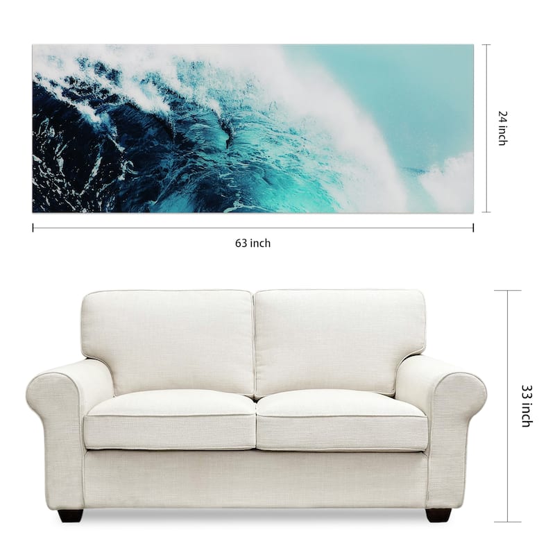 "Blue Wave 1" Unframed Free Floating Tempered Glass Wall Art