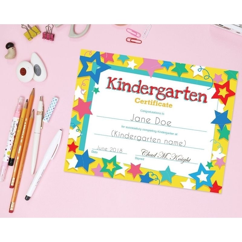 60Pack Kindergarten Diplomas, Completion Certificate Paper Ideal for