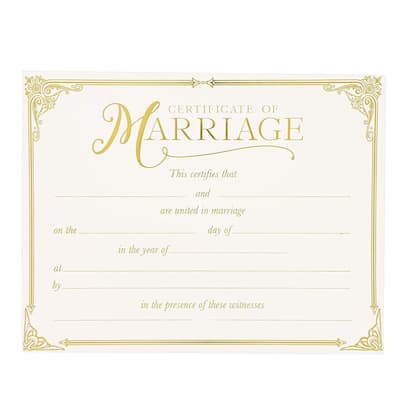 48 Pack 11 x 8.5 in Elegant Marriage Certificate Keepsake Blank with Goil Foil for Wedding, Ivory