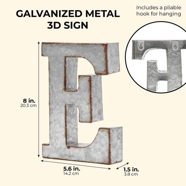Shop 8 In Rustic Letter Wall Decoration E Galvanized Metal 3d Letter For Home Birthday Wedding Events Decor Overstock 31044203