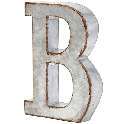 8 In Rustic Letter Wall Decoration B Galvanized Metal 3D Letter for Home Birthday Wedding Events Decor - 8 In