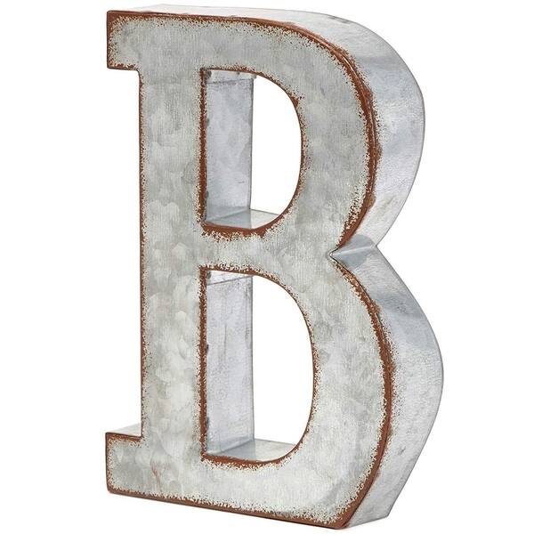 slide 1 of 5, 8 In Rustic Letter Wall Decoration B Galvanized Metal 3D Letter for Home Birthday Wedding Events Decor - 8 In