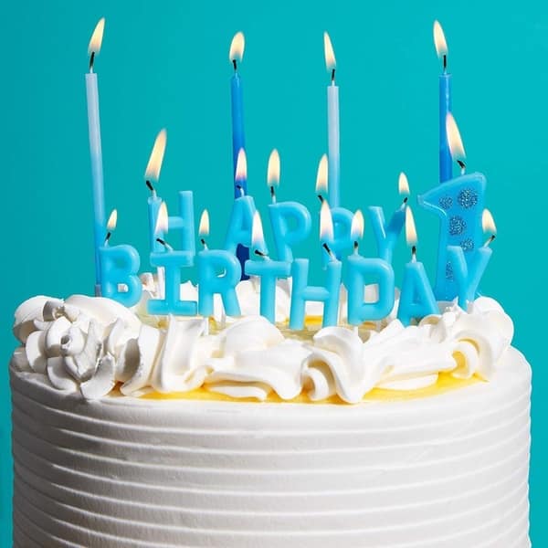38 Piece Blue 1st Birthday Cake Candles Set For Baby Boys Party Dessert Decor Overstock 31044241