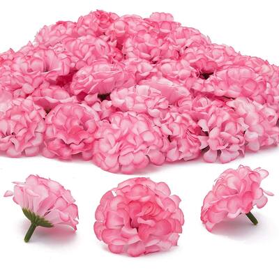 60 Pack Pink Mini Artificial Hydrangea Fake Flowers Heads for Floral Decoration