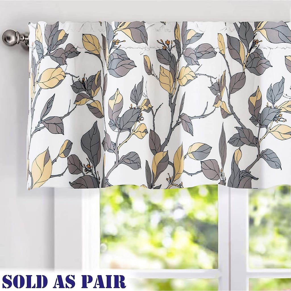 DriftAway Ryan Sketch Pattern Lined Window Valance Pair - 52'' width x 18'' length