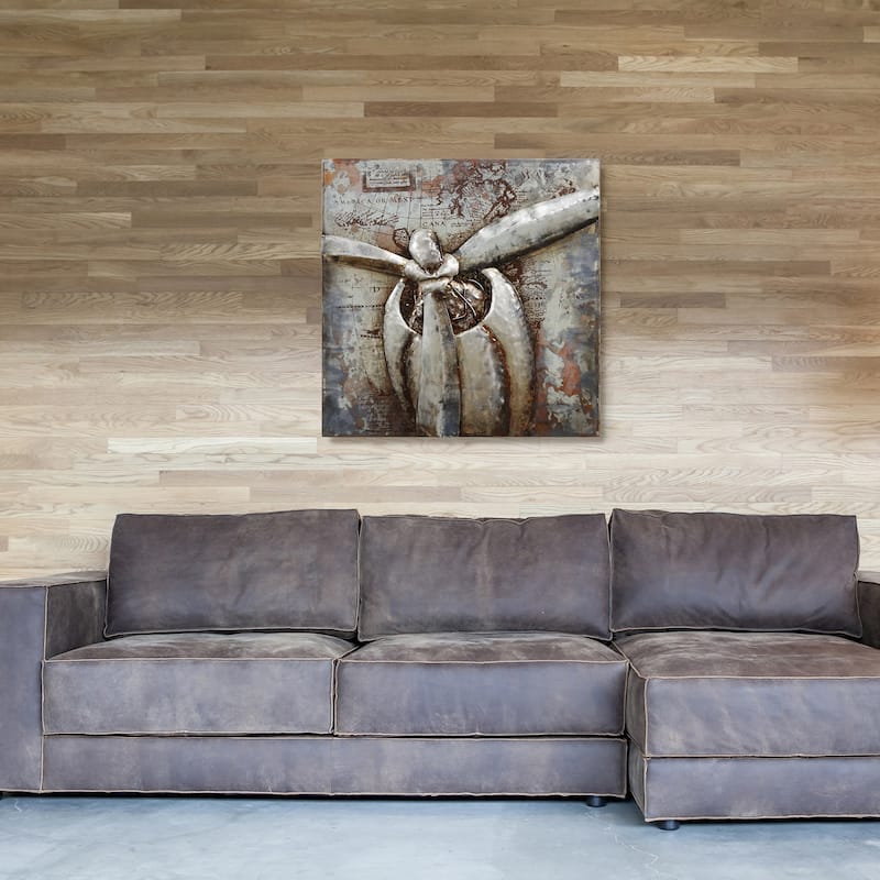 "Retro Airplane" Mixed Media Iron Hand Painted Dimensional Wall Art