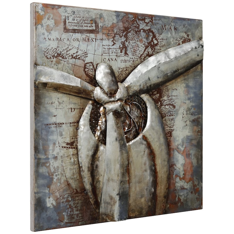 "Retro Airplane" Mixed Media Iron Hand Painted Dimensional Wall Art