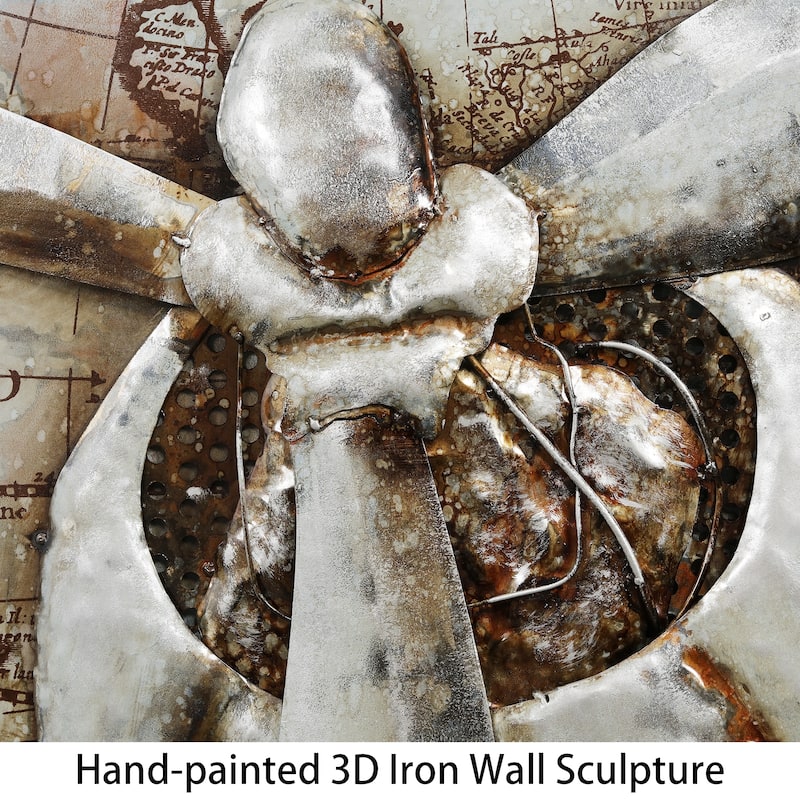 "Retro Airplane" Mixed Media Iron Hand Painted Dimensional Wall Art
