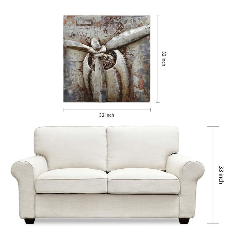 "Retro Airplane" Mixed Media Iron Hand Painted Dimensional Wall Art