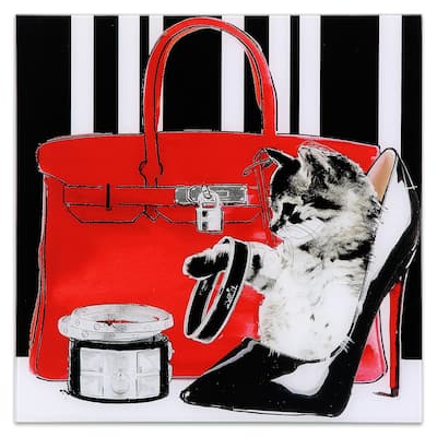 "Tiny Kitten" Unframed Free Floating Tempered Glass Wall Art