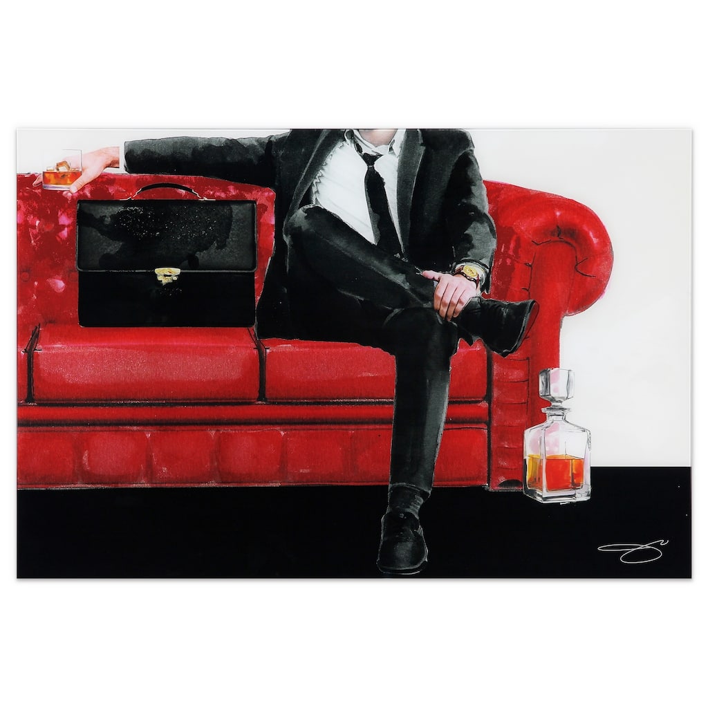"The Gentleman" Unframed Free Floating Tempered Glass Wall Art