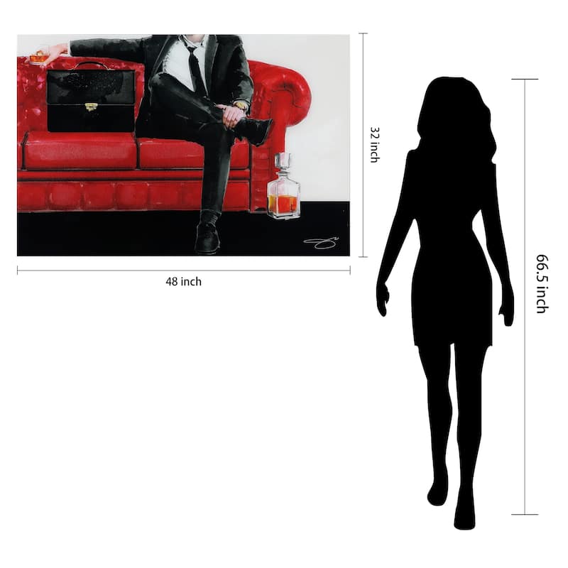 "The Gentleman" Unframed Free Floating Tempered Glass Wall Art
