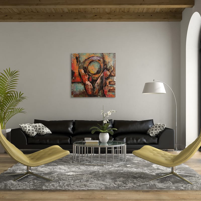 "Love" Mixed Media Iron Hand Painted Dimensional Wall Art