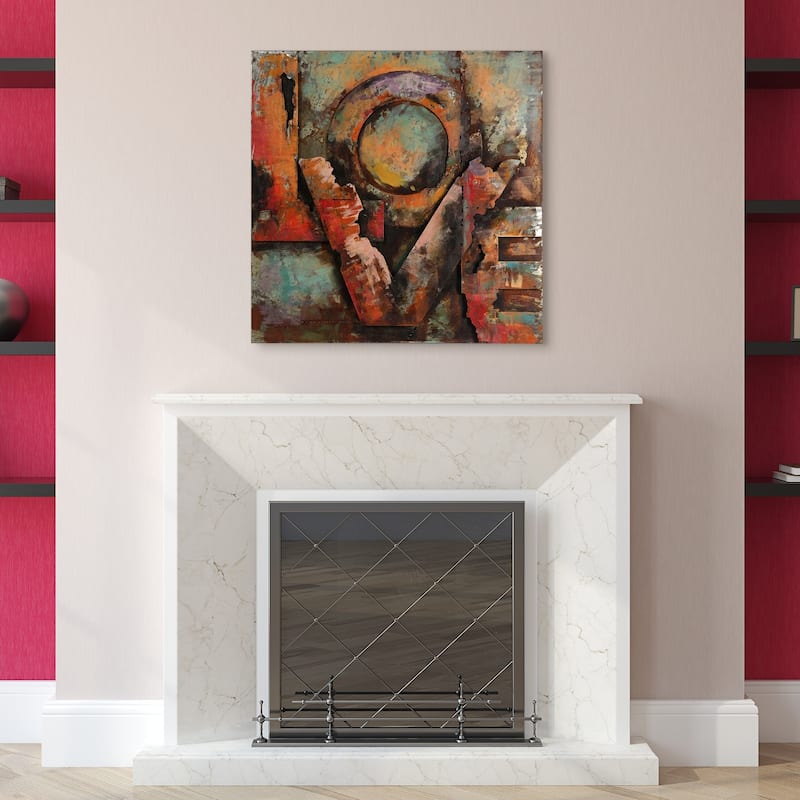 "Love" Mixed Media Iron Hand Painted Dimensional Wall Art