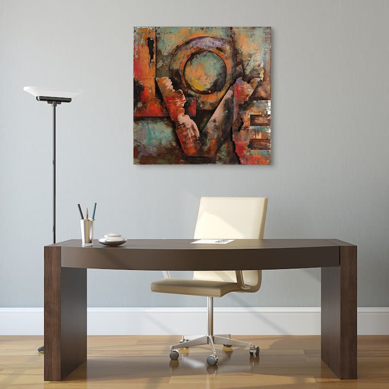 "Love" Mixed Media Iron Hand Painted Dimensional Wall Art