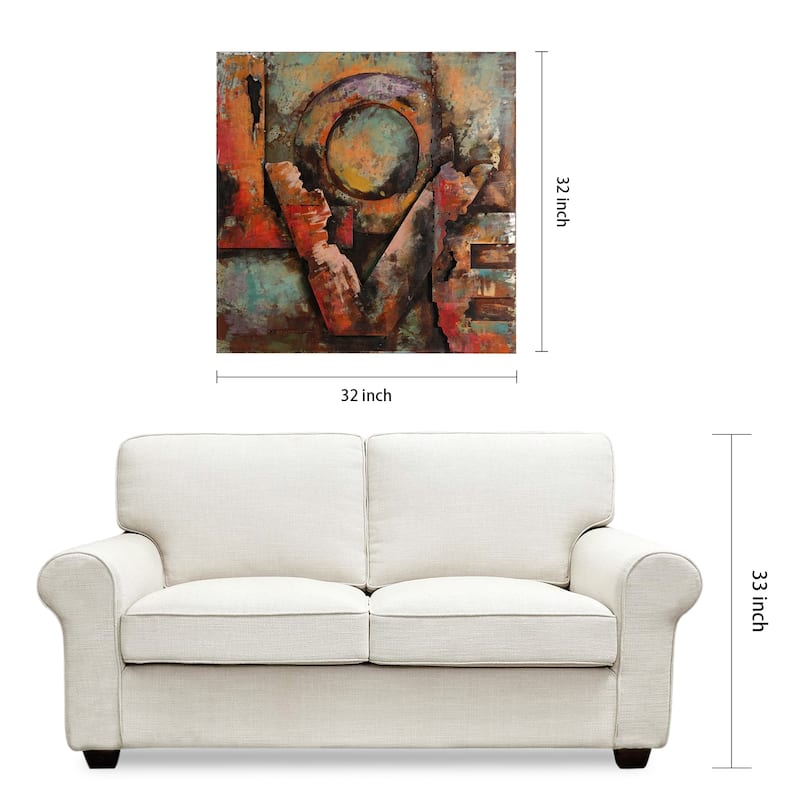 "Love" Mixed Media Iron Hand Painted Dimensional Wall Art