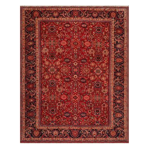 Heriz Hand Knotted Rusty Red,Midnight Blue Wool Persian Oriental Area Rug (9x12) - 08' 09'' x 11' 02''