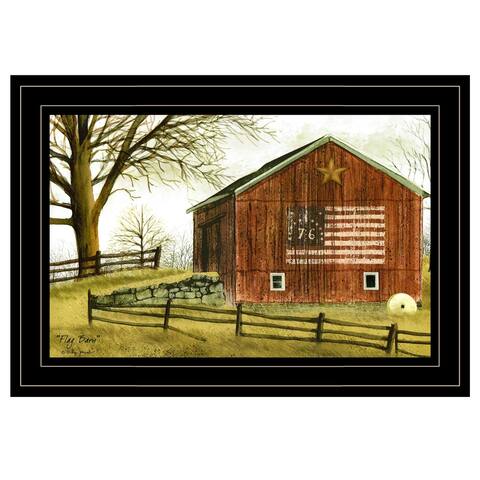 "Flag Barn" By Billy Jacobs, Ready to Hang Framed Print, Black Frame