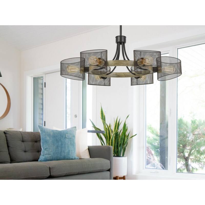 Dronten Metal and Wood Chandelier