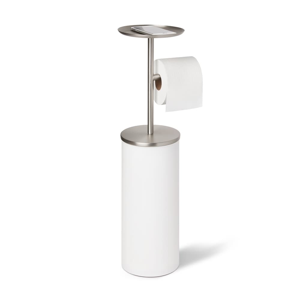 mDesign Classico Steel Free Standing Toilet Paper Holder Stand and Dispenser