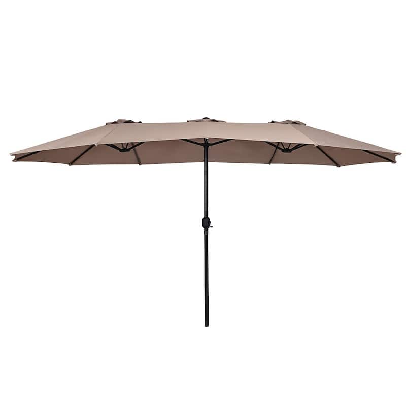 15' Double-Sided Outdoor Offset Patio Umbrella, Base Not Included - Tan