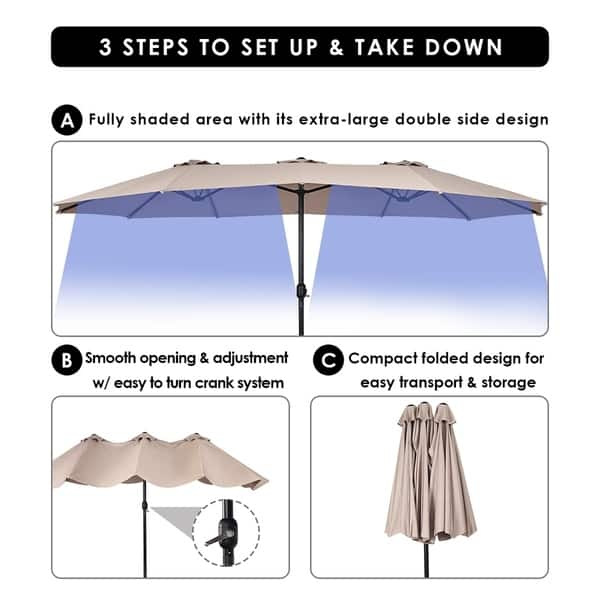 Shop Black Friday Deals On 15 Double Sided Outdoor Offset Patio Umbrella Base Not Included On Sale Overstock 31050295