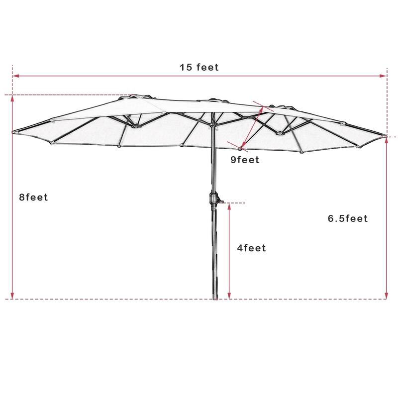 15' Double-Sided Outdoor Offset Patio Umbrella, Base Not Included