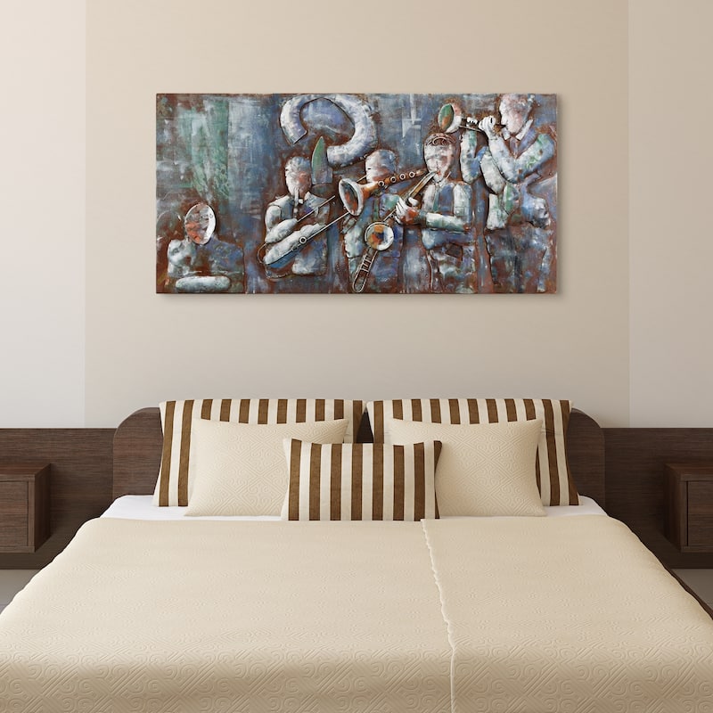 "Jazz Band" Mixed Media Iron Hand Painted Dimensional Wall Art