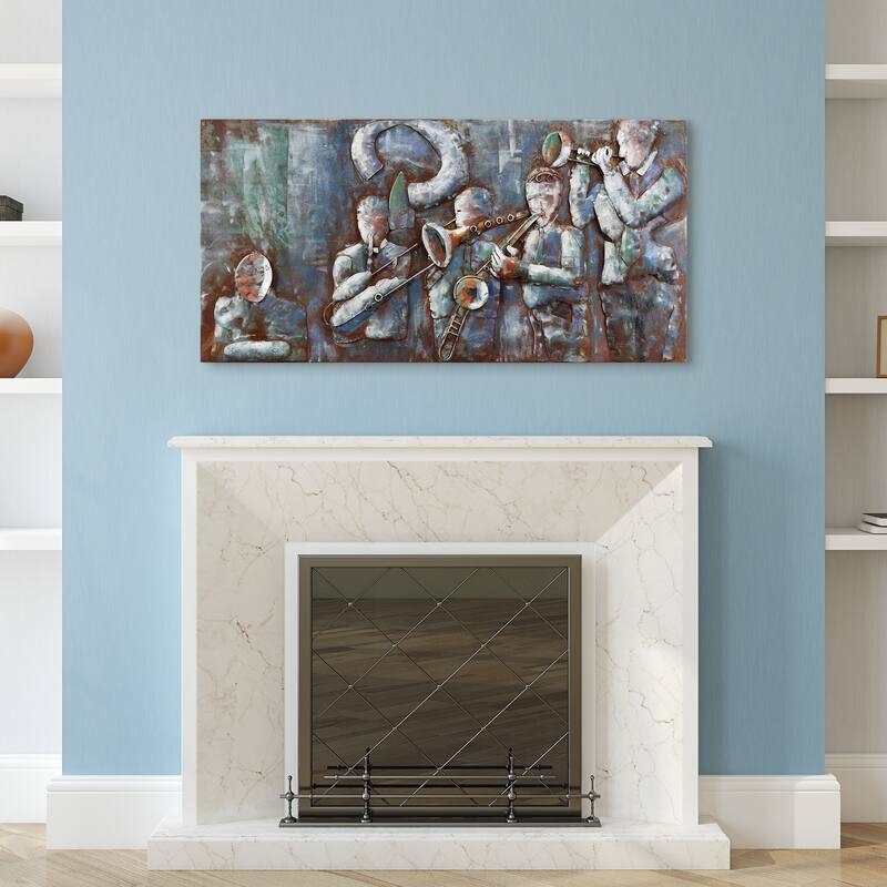 "Jazz Band" Mixed Media Iron Hand Painted Dimensional Wall Art