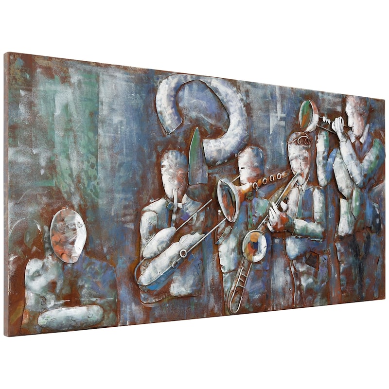 "Jazz Band" Mixed Media Iron Hand Painted Dimensional Wall Art