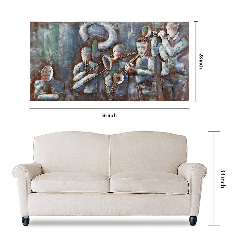 "Jazz Band" Mixed Media Iron Hand Painted Dimensional Wall Art