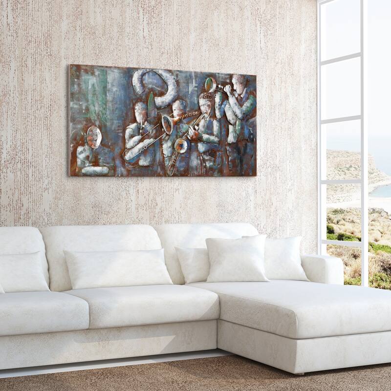 "Jazz Band" Mixed Media Iron Hand Painted Dimensional Wall Art