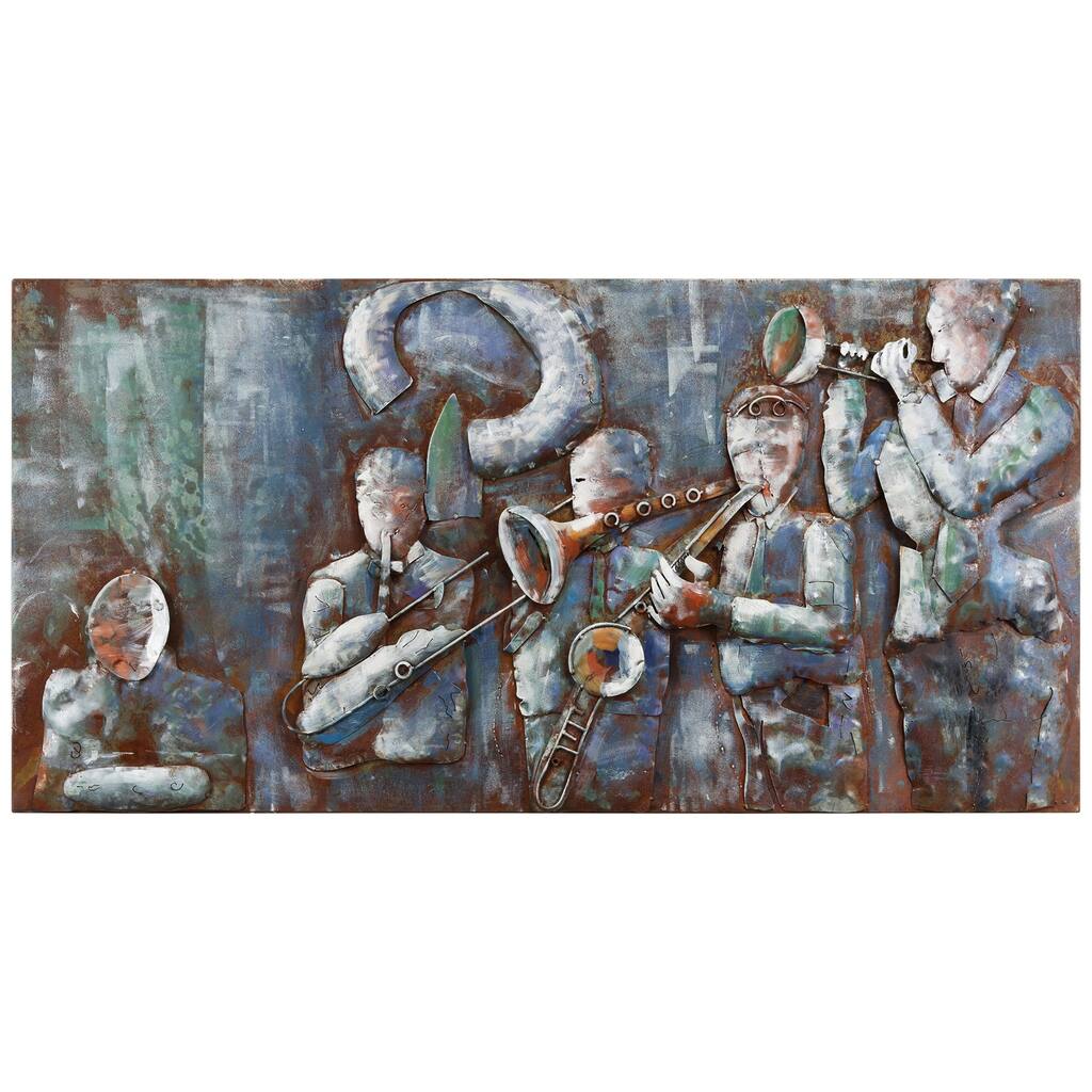 "Jazz Band" Mixed Media Iron Hand Painted Dimensional Wall Art
