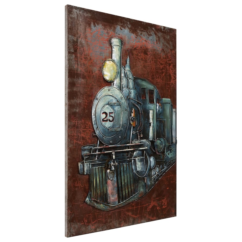 "Train" Mixed Media Iron Hand Painted Dimensional Wall Art